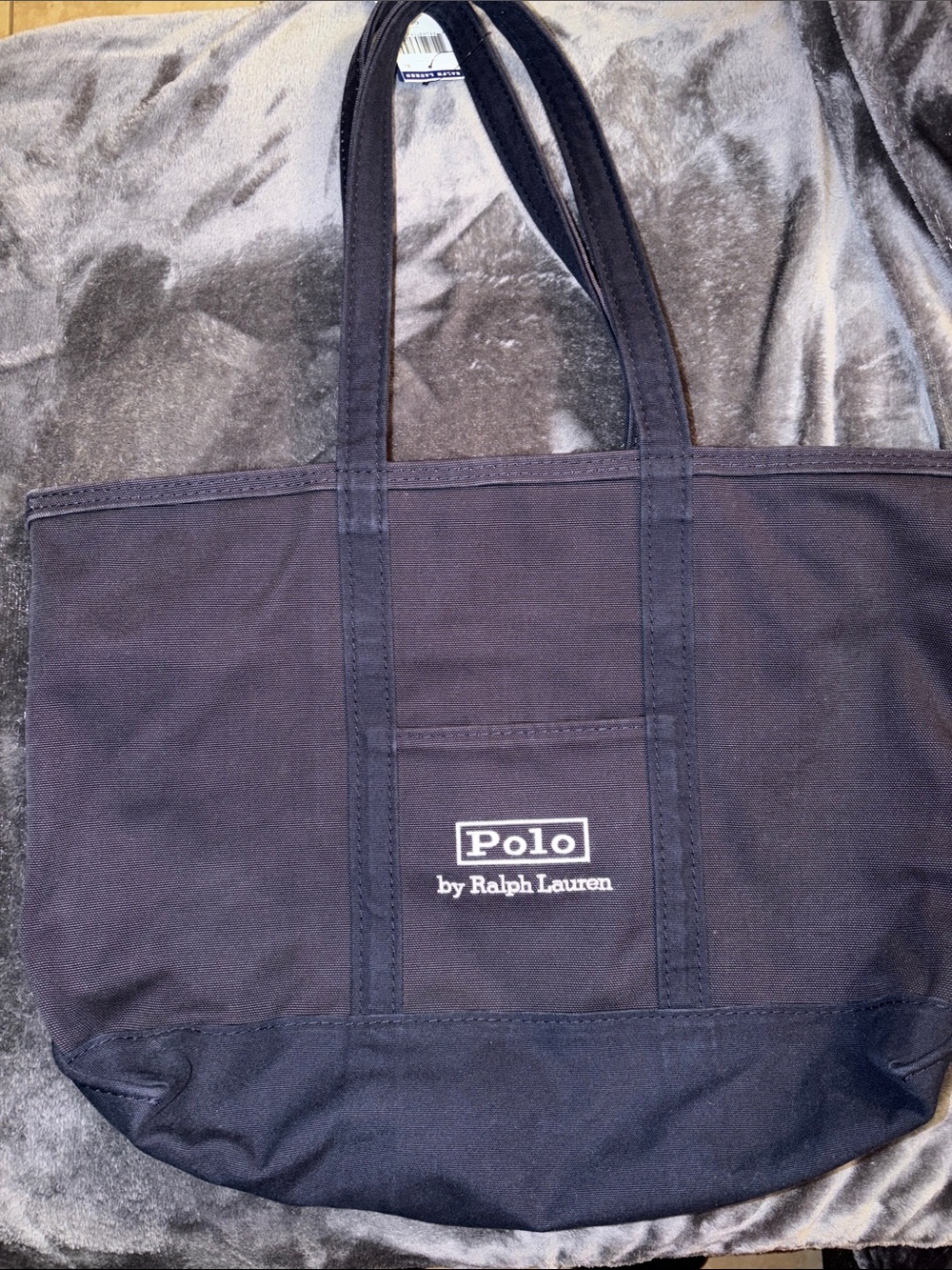 Polo by Ralph Lauren Dark Navy Canvas Tote with Front Logo Pocket
